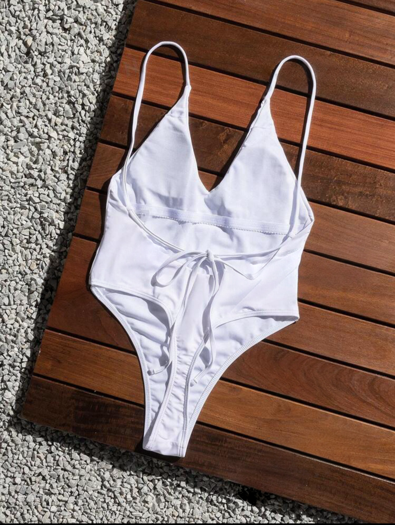 White Solid One Piece Swimsuit