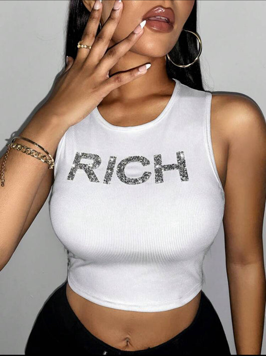 “Rich” Rhinestone Crop Top